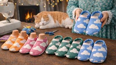 دمپایی های پارچه ای بازیافتی: گرم، زیبا و آسان