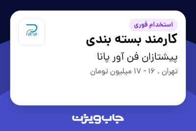 استخدام کارمند بسته بندی - آقا در پیشتازان فن آور پانا