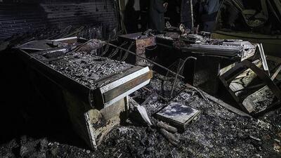 آتش زدن فروشگاه مواد غذایی توسط اغتشاشگران در مبارکه اصفهان